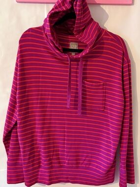GAP Pink and Purple Striped Hoodie Sweatshirt